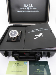 BALL Hydro-Carbon Deep Quest DM3000 SCJ BK Black Titanium Auto Watch W/Box Used