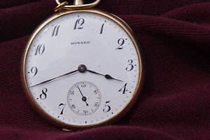 ANTIQUE E.HOWARD & CO 14k SOLID GOLD OPEN FACE 23 JEWEL POCKET WATCH MASON 32 DE