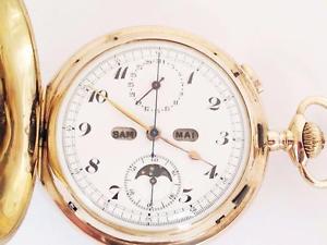 14K Repeater,Calendar, moon phase stop watch pocket watch. Swiss No 173