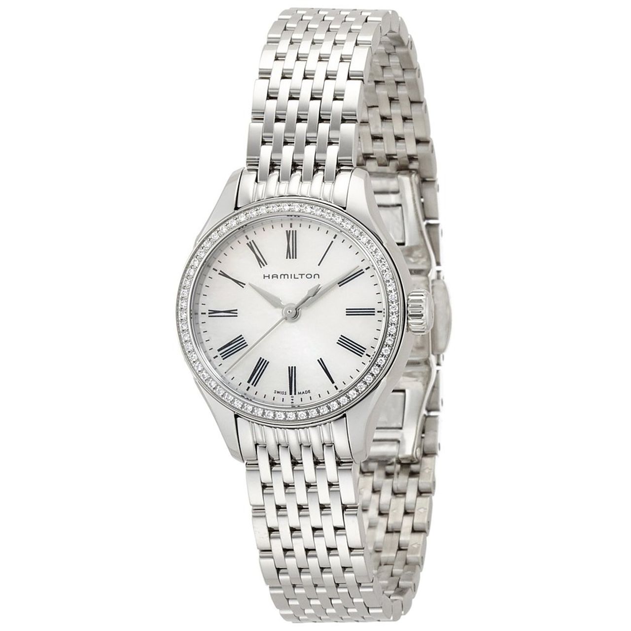 Hamilton H39211194 Womens White Dial Analog Watch with Stainless Steel Strap