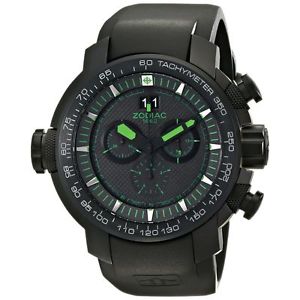 Zodiac ZO8560 Mens Black Dial Analog Quartz Watch with Rubber Strap