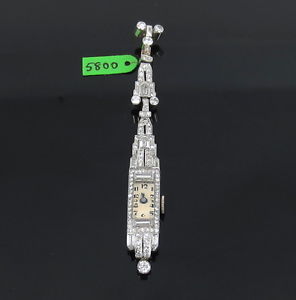 Antique Art Deco Glycine 2.25ct Old Cut Diamond & Platinum Pendant Watch