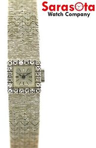Vintage Bucherer 18K White Gold Diamond Bezel Hand Winding Petite Women's Watch