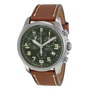 Victorinox 241287 Mens Green Dial Analog Quartz Watch with Leather Strap