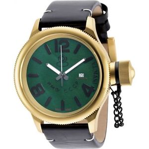 Invicta 18765 Mens Green Dial Analog Automatic Watch with Leather Strap