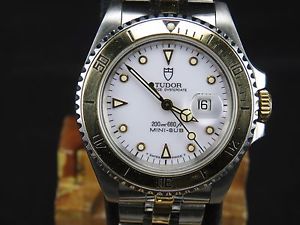 VINTAGE 18K S. GOLD/ SS TUDOR 73193 MINI-SUB 200M 660FT 2671 AUTO BOY SIZE WATCH