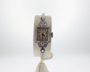 Antique Vintage Estate Hamilton Platinum Diamonds 6.25" Women's Wrist Watch