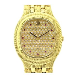 Auth AUDEMARS PIGUET Oval dress watch  Men's Quartz K18YG&Diamond&ruby 187021