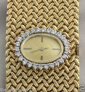 Vintage 14K Yellow Gold 0.68 cwt Diamond Lady's Bracelet Watch 85.2 grams 7 inch