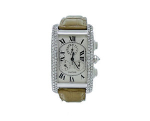 Cartier Tank Americaine Chronoflex white gold with factory diamonds. Ref. 2312