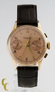Vintage Men's Chronograph Fairfax 18K Yellow Gold Case w/Sub Dials & Tachymeter