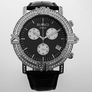 Bianci Swiss movement watch with Diamonds and Genuine Alligator.