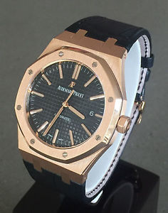 AUDEMARS PIGUET ROYAL OAK 41MM 18K ROSE GOLD BLACK DIAL REF 15400OR.OO.D002CR.01