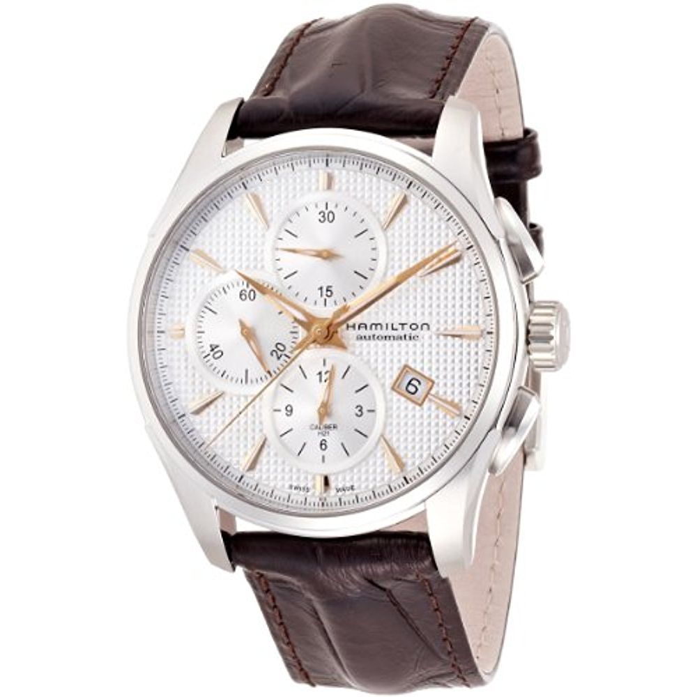 Hamilton H32596551J azzmaster Silver Dial SS Leather Chrono Automatic Mens Watch