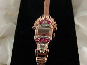 14KT Rose Gold Croton Watch with Pink Rubies and Diamonds