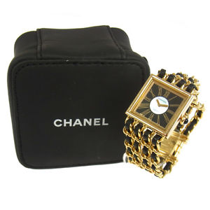 Auth CHANEL CC Logos Mademoiselle Watch Wristwatch Leather 18K Ladies RG00010