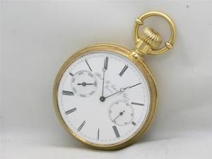 RARE & COMPLETELY ORIGINAL 18K ALBERT POTTER 52MM POCKET WATCH W/ DAY FEATURE