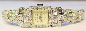 Vintage Platinum Diamond Hamilton Art Deco Ladies Bracelet Watch 31.4 Grams