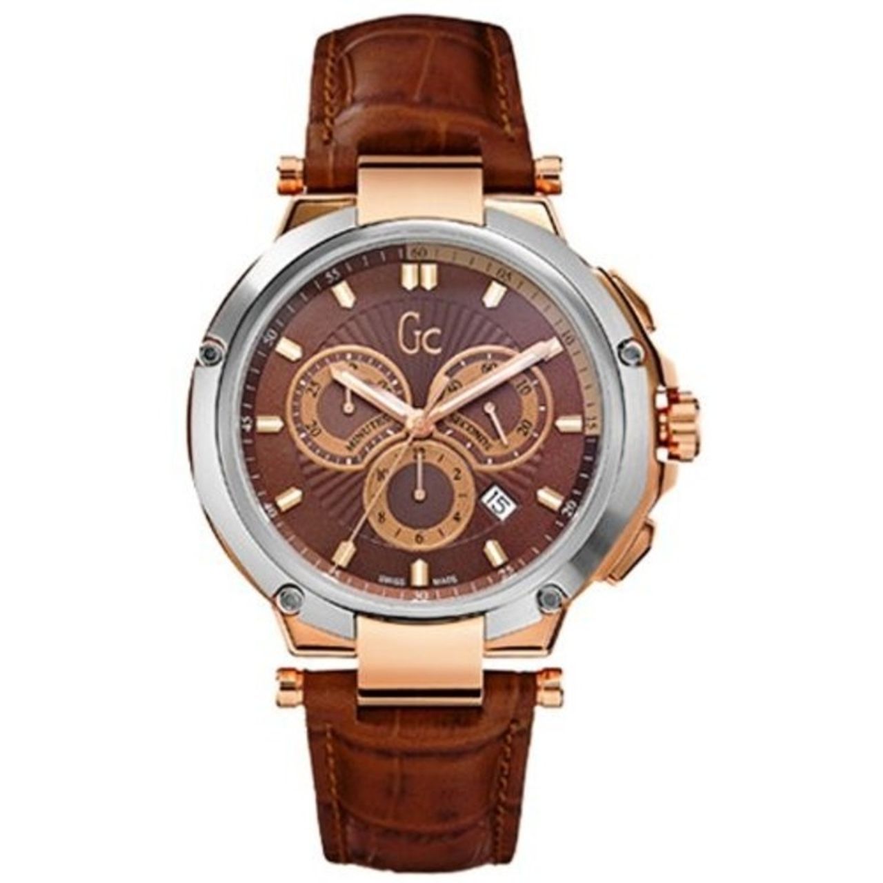 Guess X66002G4S Mens Brown Dial Watch with Leather Strap