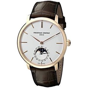 Frederique Constant Men's FC705V4S9 Slim Line Automatic Moon Phase Watch with Br