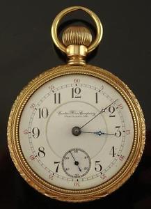 FINE RARE CARTER BROS CO PORTLAND, ME. 14K SOLID GOLD SIZE 18s POCKET WATCH 1894