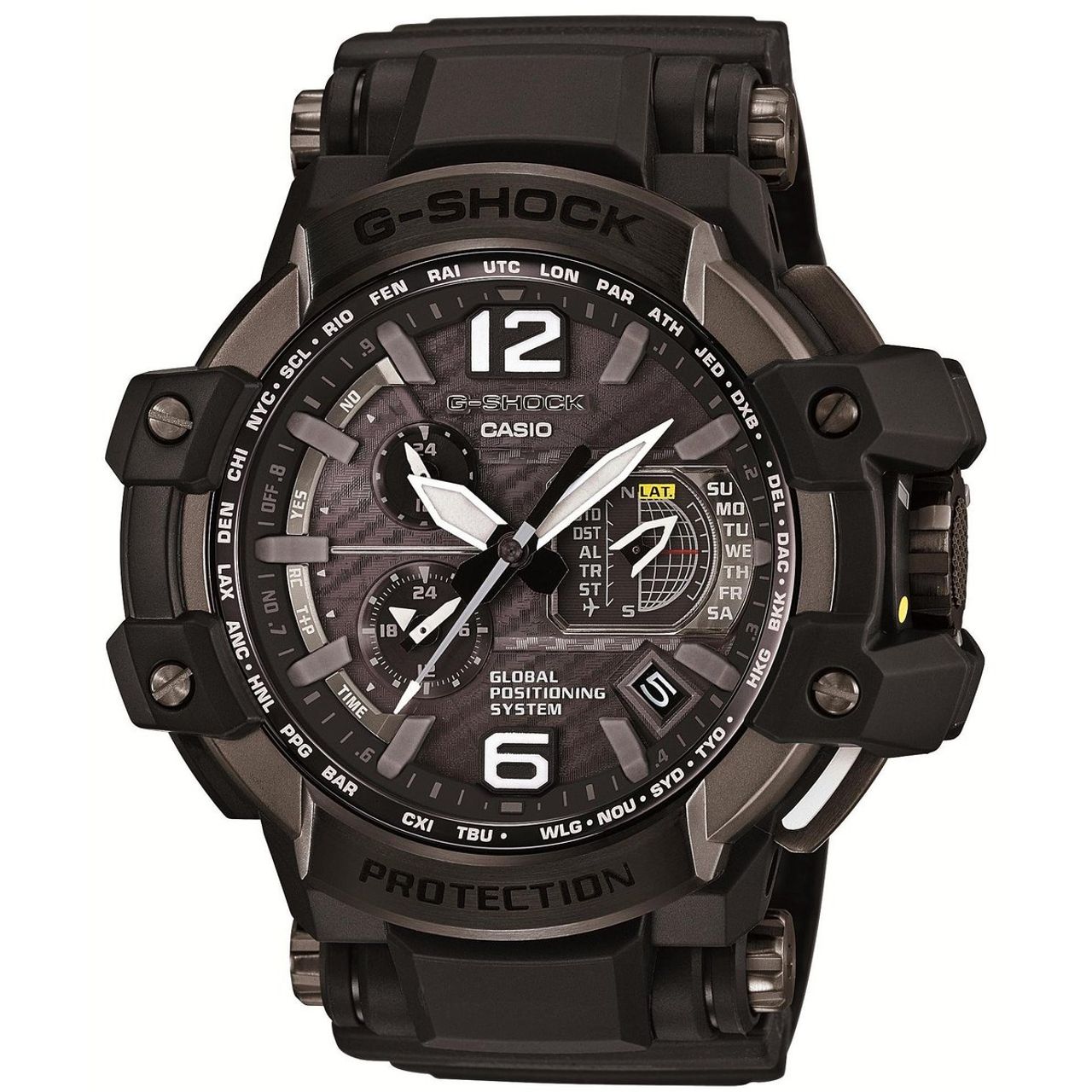 Casio GPW1000-1B Mens Black Dial Watch with Carbon Strap