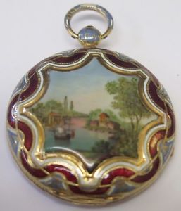 18K Gold Enamel Verge Fusee Pocket Watch Case