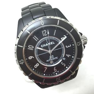 AUTHENTIC CHANEL J12 42MM Date Ceramic Men's Wristwatch Matte Black H3131