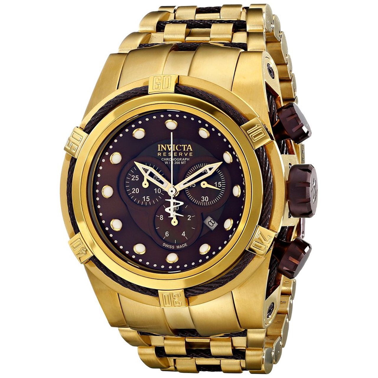 Invicta 12740 Mens Brown Dial Analog Quartz Watch with Stainless Steel Strap