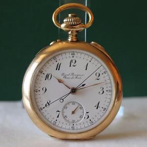 1905's GIRARD PERREGAUX CHRONOGRAPH SPLIT SEC RATTRAPANTE 18K GOLD POCKET WATCH