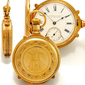 RARE 18 SIZE 18K GOLD BOX HINGE CASE HOWARD SERIES IV POCKET WATCH CA1870