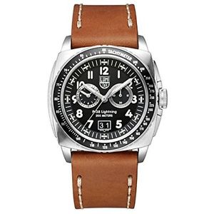 Luminox 9447 Mens Black Dial Analog Quartz Watch with Leather Strap