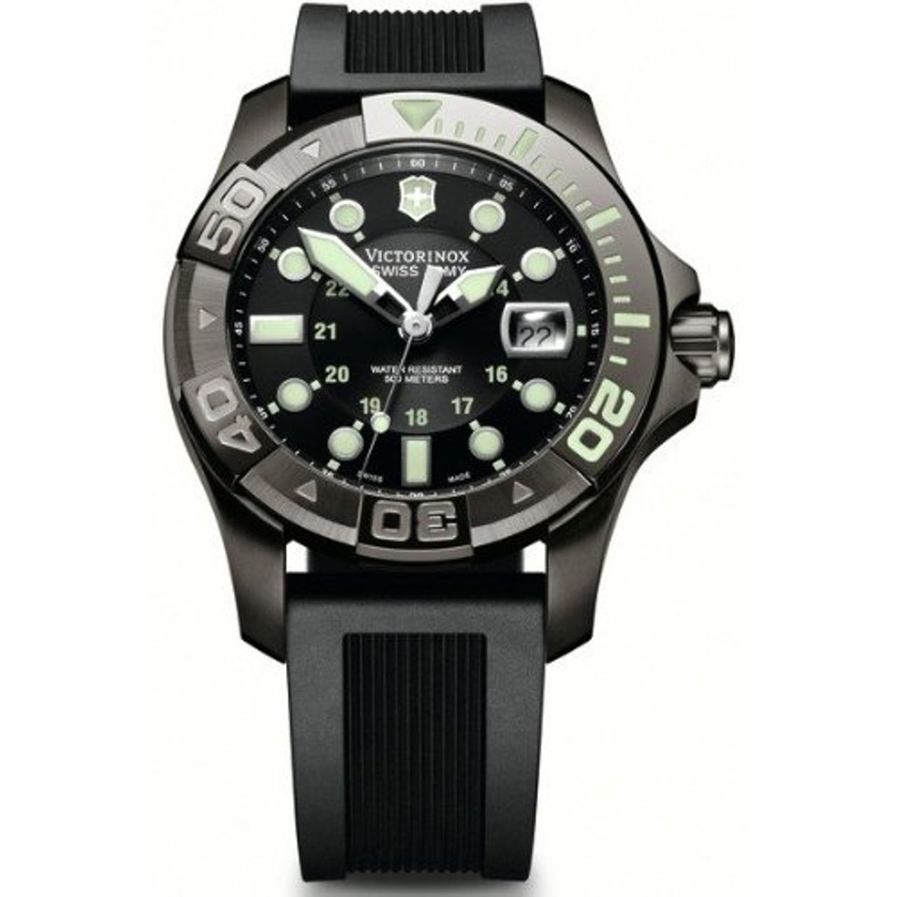 Victorinox 251426 Mens Black Dial Analog Quartz Watch with Rubber Strap