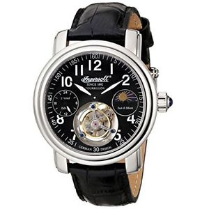 Ingersoll IN5306BK Mens Black Dial Analog Mechanical Watch with Leather Strap