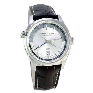 Hamilton H32605551 Mens Silver Dial Analog Automatic Watch with Leather Strap