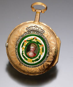 RARE ANTIQUE 18K GOLD ENAMEL CASE VERGE FUSEE SWISS POCKET WATCH CA1760