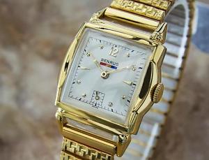 Benrus 1940s Swiss Made Gold Plated Mens Manual Luxury Dress Watch V10