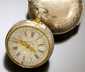 20-Size 1/4HR Repeater Silver Pair Case Verge Fusee Pocket Watch CA1690