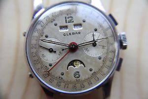Clebar Triple-Date Chronograph Moonphase, Venus 200 movement, Just Serviced