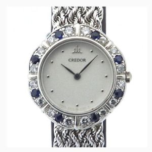 Auth CREDOR Dress watch  Women's Quartz K18WG&Diamond&Sapphire 190829