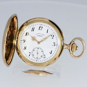 1897 A. LANGE & SÖHNE SAVONETTE TASCHENUHR QUALITÄTSSTUFE 1A DIAMANT 18K GOLD