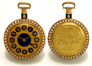English 18K, Enamel & Pearl Pocket Watch by Thomas Brown for the Chinese Market