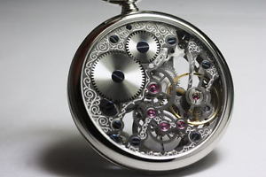 New EPOS 2003AGR Skeleton Stainless steel Hand-wind Small Second Pocket Watch,AS