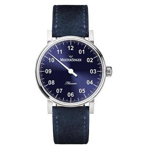 MEISTERSINGER WOMEN'S PHANERO 35MM BLUE LEATHER BAND MECHANICAL WATCH PH308
