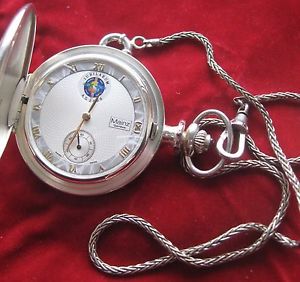Pocket Watch MAINZ Jubileum Year 2000 Silver+Rubies "Limited Edition" Authentic