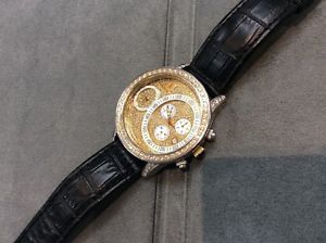 Johnny's Custom Jewelry King Johnny Luxury Diamond Watch Chronograph 2 Time Zone