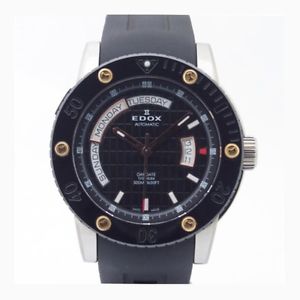 Auth EDOX Class-1 day-date Men's Automatic Titanium&Rubber 151721