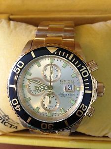 Invicta Mens Automatic Chronograph 18K Gold Plated Stainless Steel Watch #6894