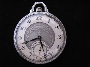 ANTIQUE PAUL DITTISHEIM PLATINUM POCKET WATCH ART DECO DIAL