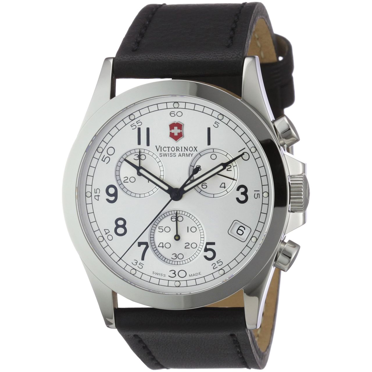 Victorinox 24835 Mens Silver Dial Quartz Watch with Leather Strap